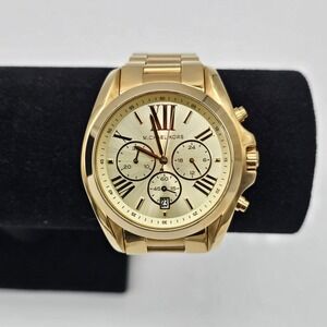 Michael Kors Unisex Watch Bradshaw Chronograph Gold Tone Stainless MK5605 43mm